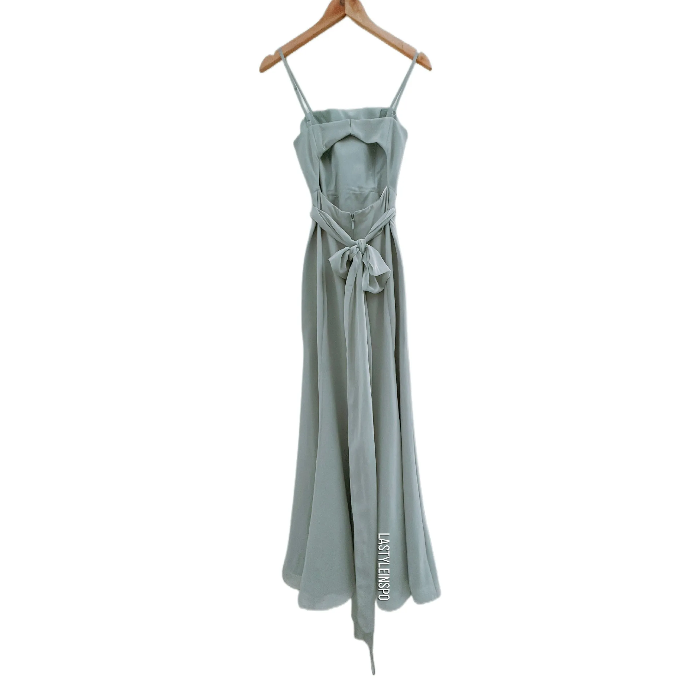 AZAZIE Bridesmaid Dress Saige Green Cutout Back Circle with One Slit S/M
