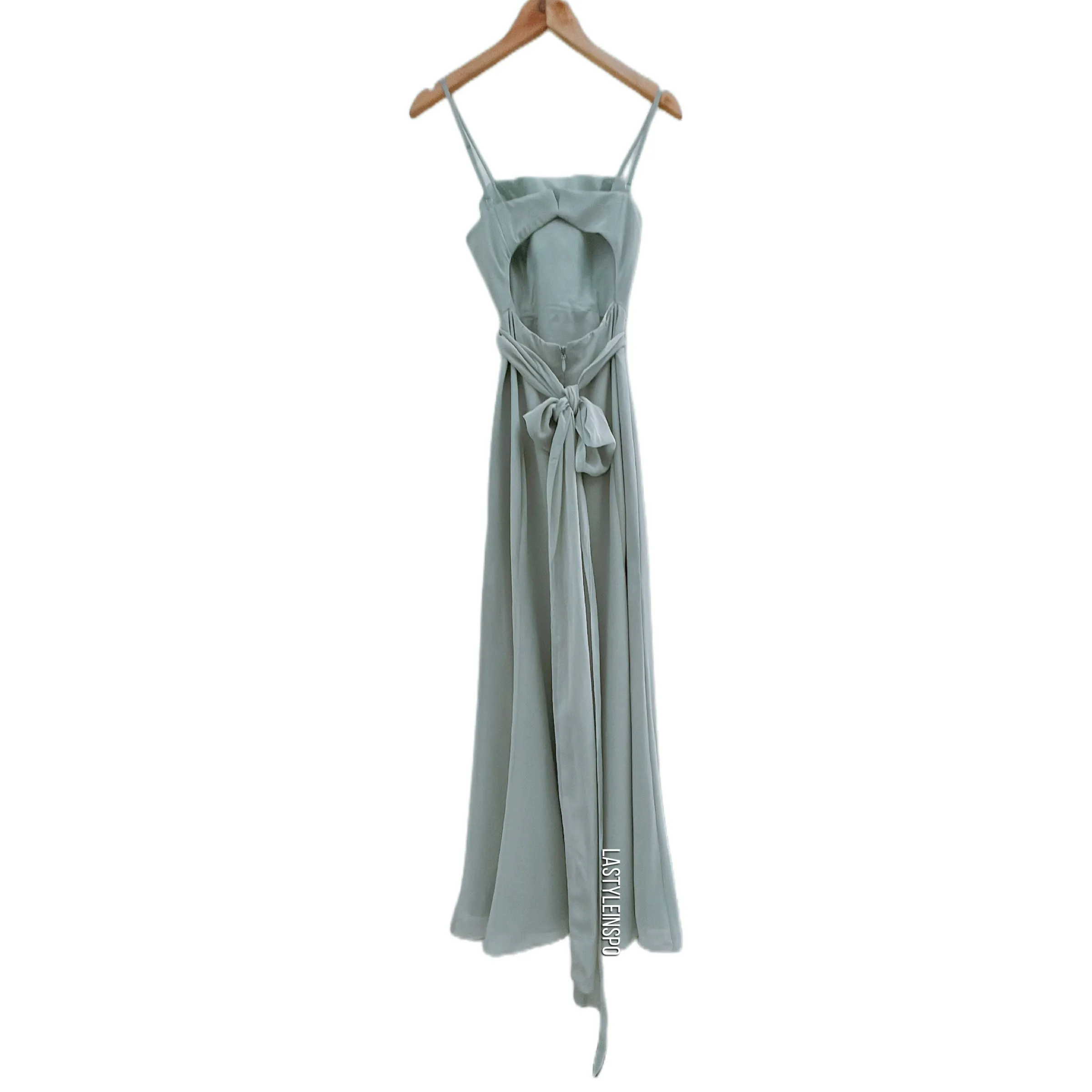 AZAZIE Bridesmaid Dress Saige Green Cutout Back Circle with One Slit S/M