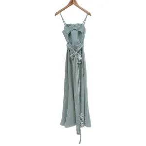 AZAZIE Bridesmaid Dress Saige Green Cutout Back Circle with One Slit S/M
