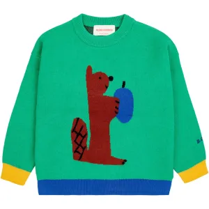 Bobo Choses Green Hungry Squirrel Jacquard Jumper