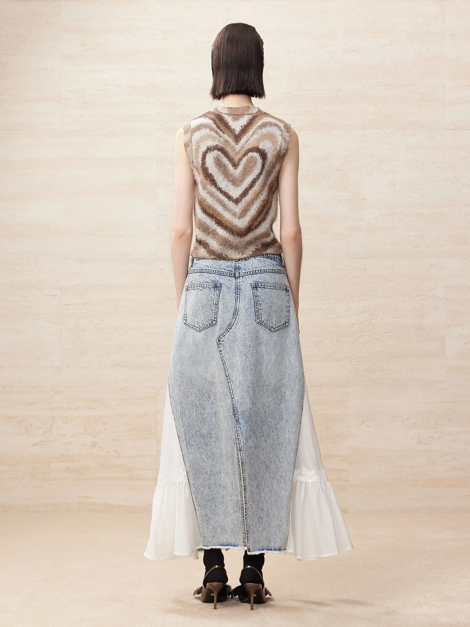 Brown heart shape knitted vest