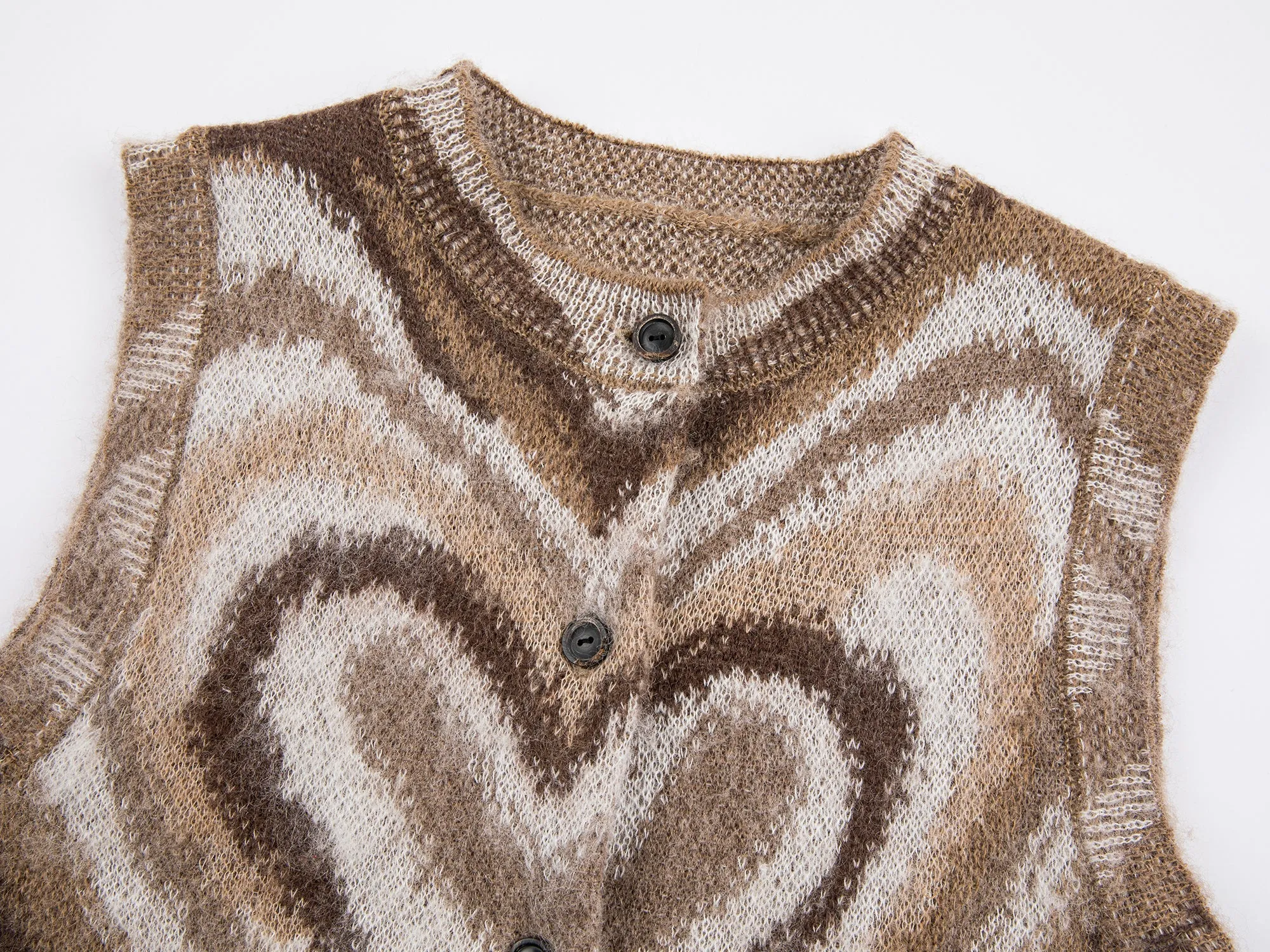 Brown heart shape knitted vest