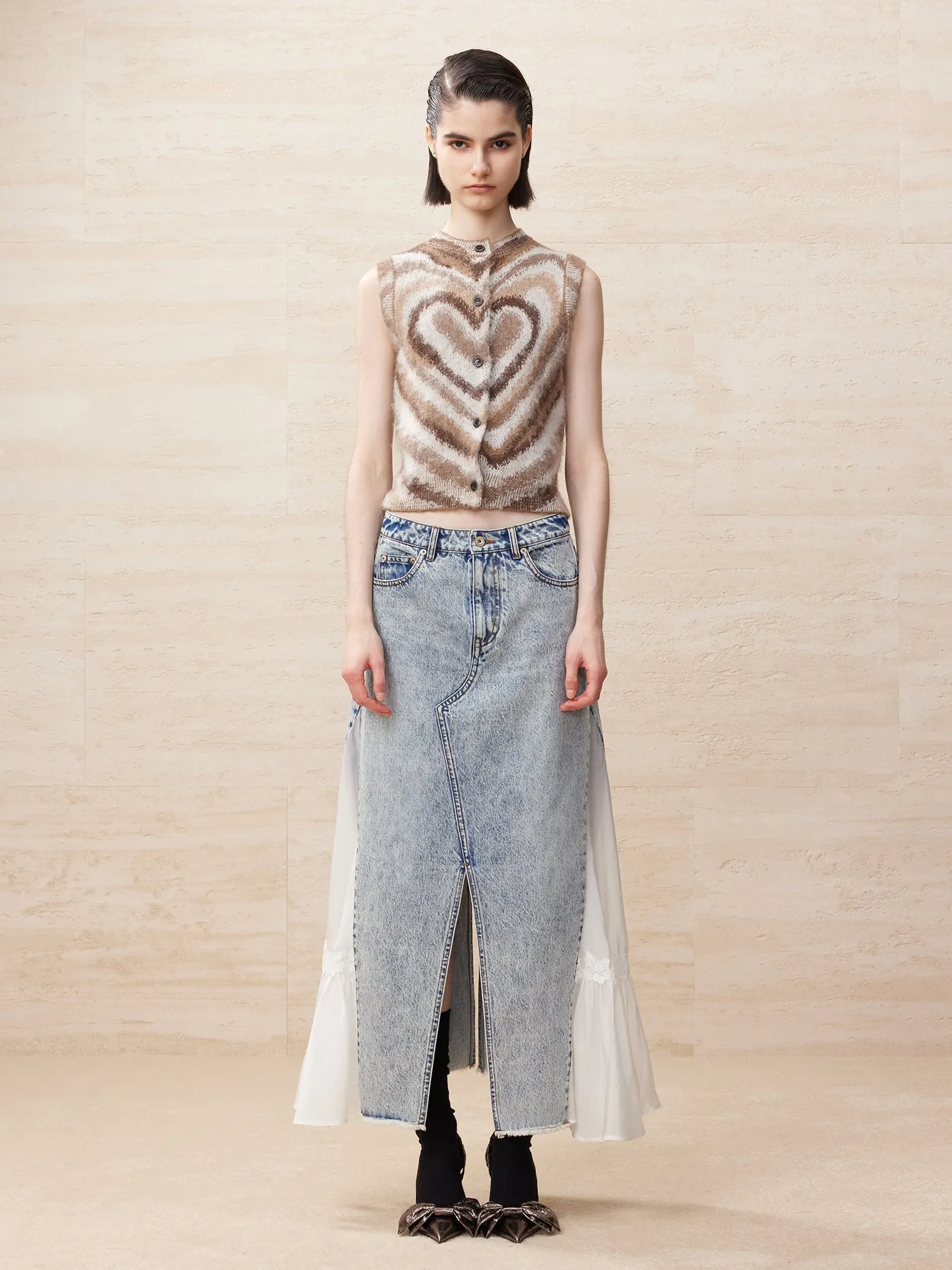 Brown heart shape knitted vest