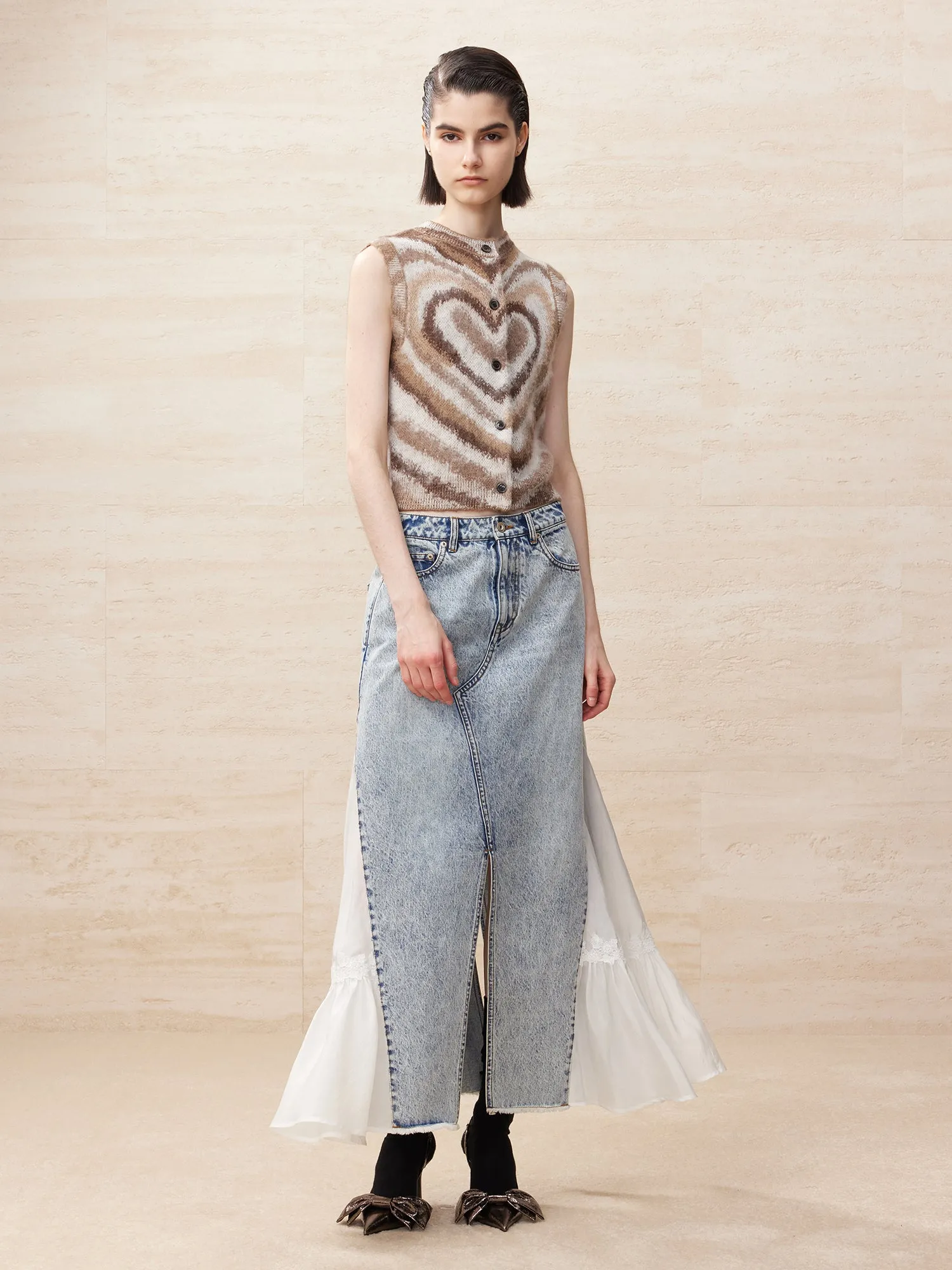 Brown heart shape knitted vest