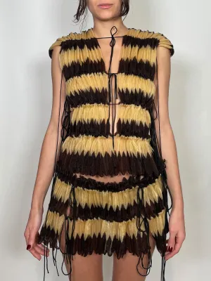 Chevron pleated vest