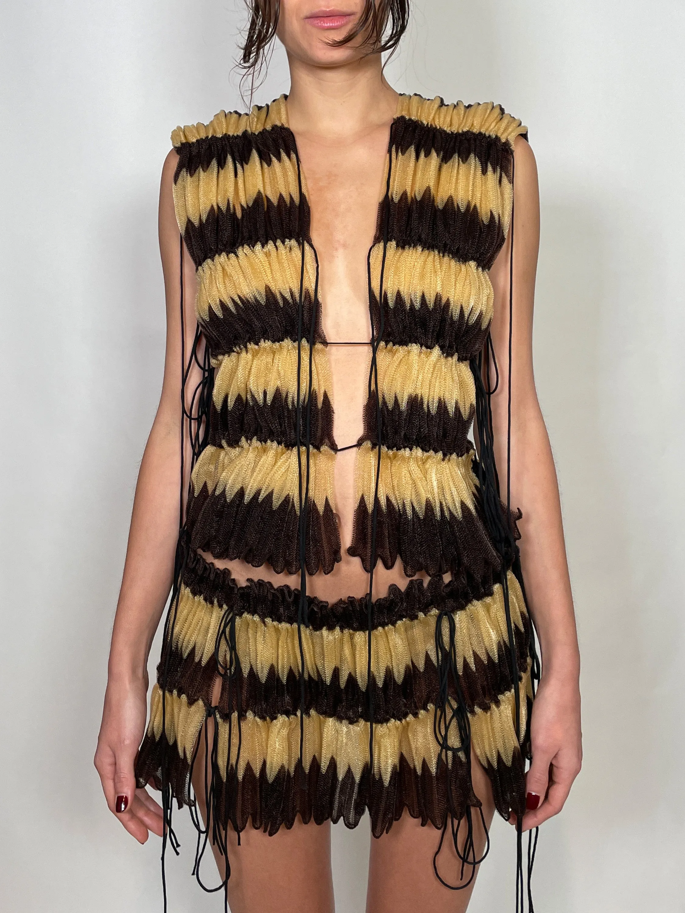 Chevron pleated vest