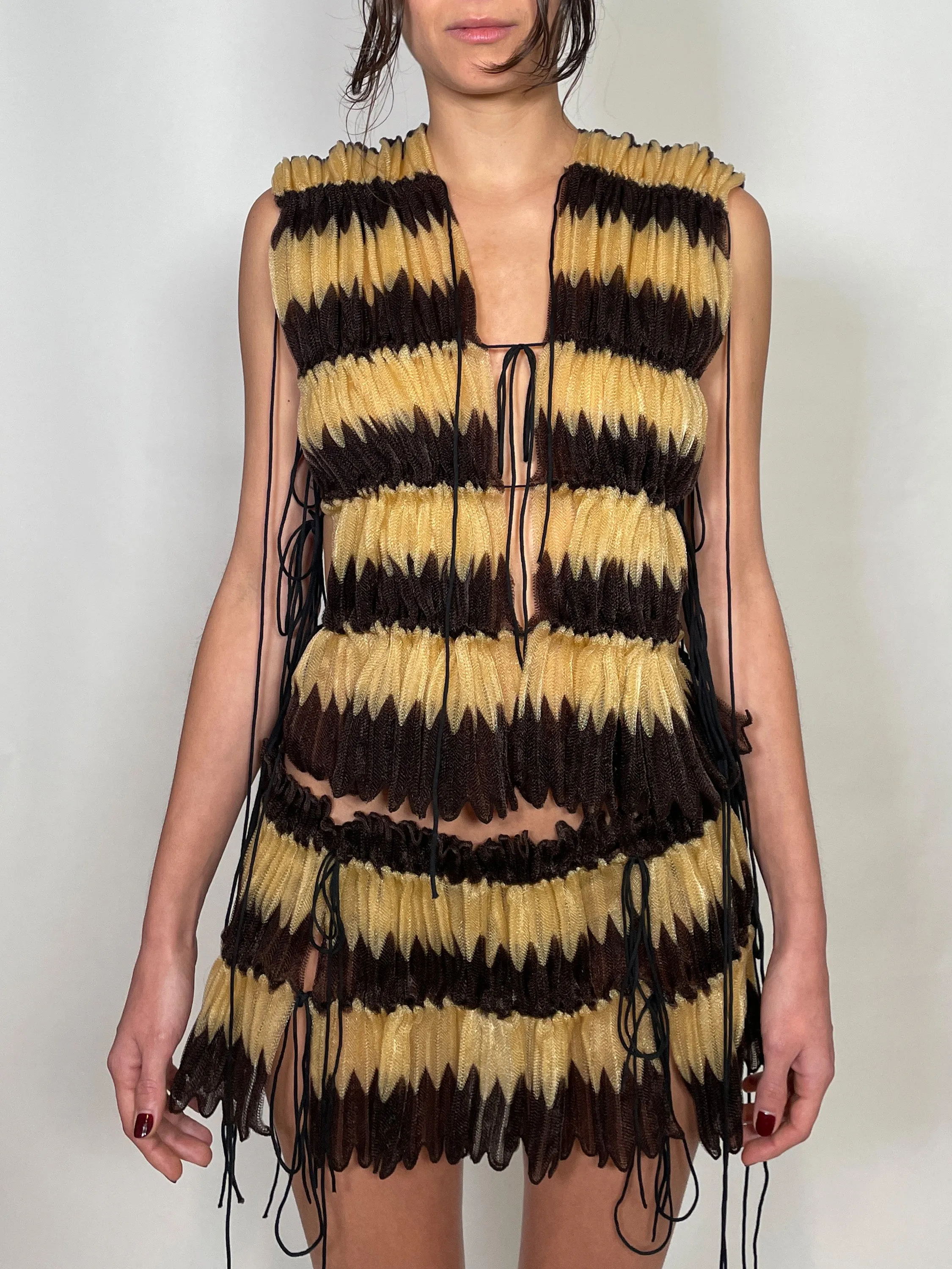 Chevron pleated vest
