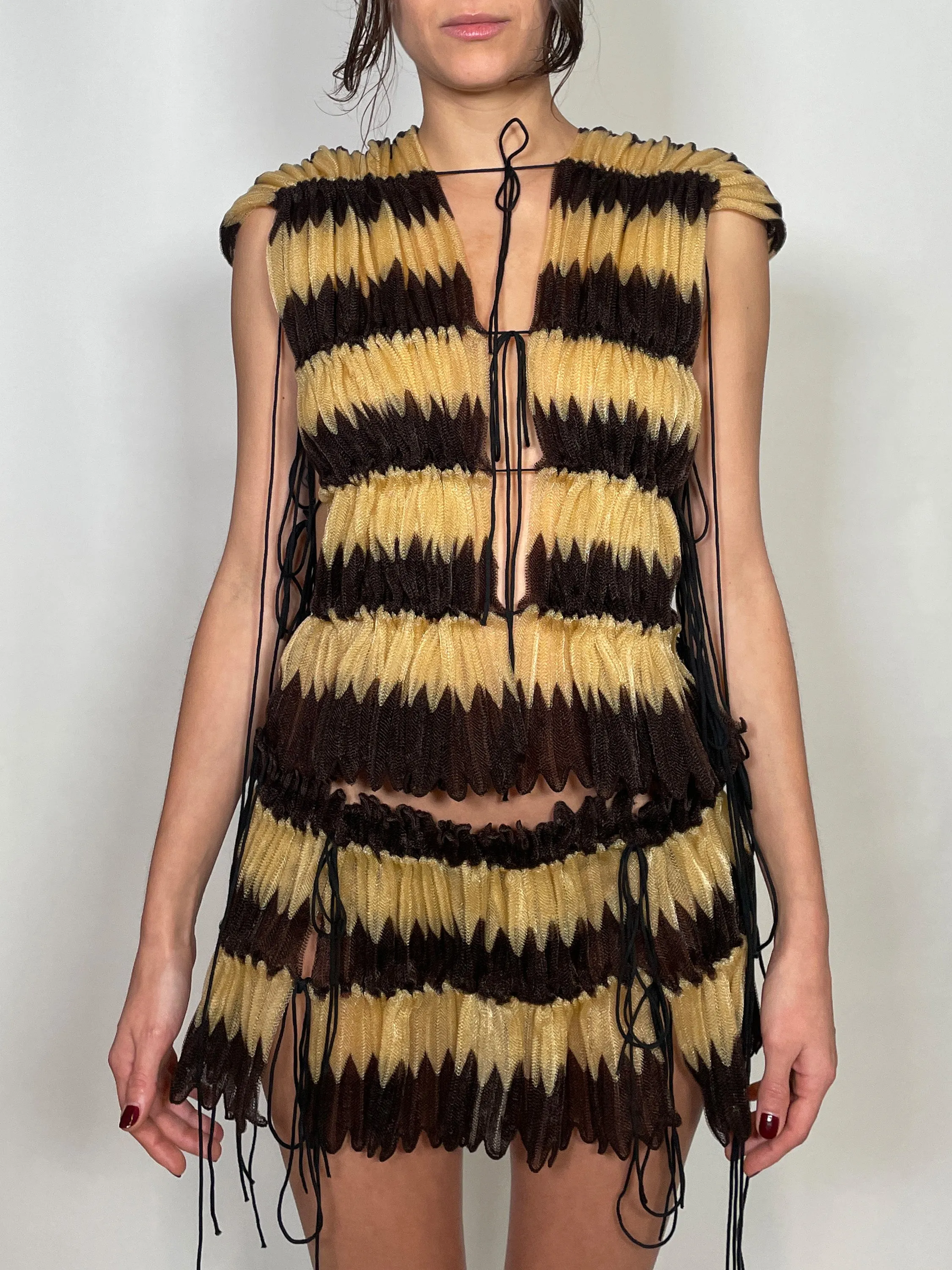 Chevron pleated vest