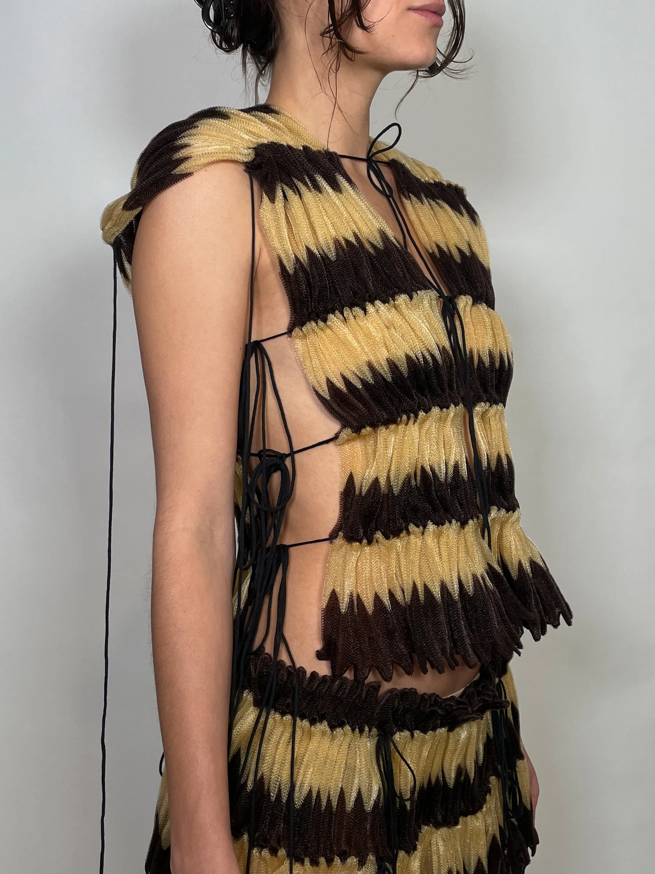 Chevron pleated vest