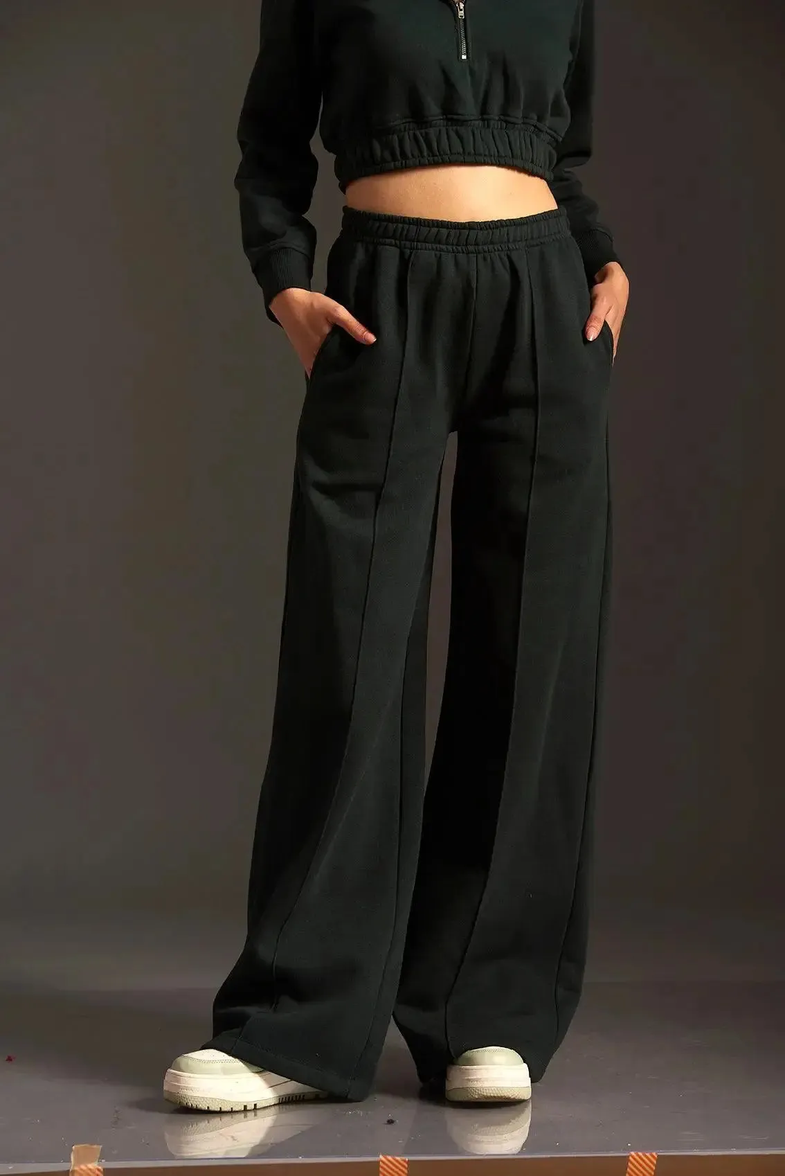 Cropped Hoodie with Flared Jogger Pants