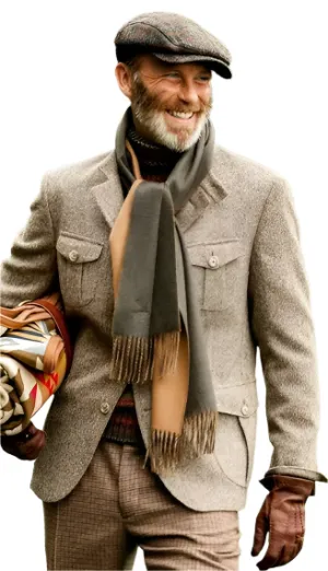 Elegant Men's Tweed Jacket with Classic Lapels