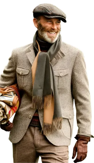 Elegant Men's Tweed Jacket with Classic Lapels
