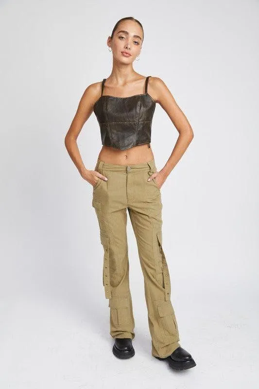 EMORY PARK Low Waist Cargo Flared Pants