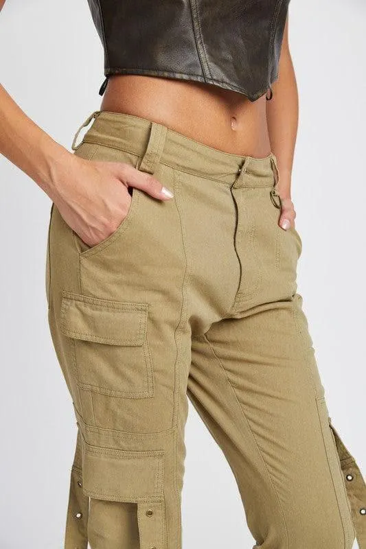 EMORY PARK Low Waist Cargo Flared Pants