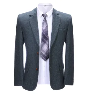 Formal Men's Business Herringbone Notch Lapel Blazer Solid Jacket
