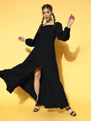 Fusion Wear Maxi Dress Square Neck Fit and Flare