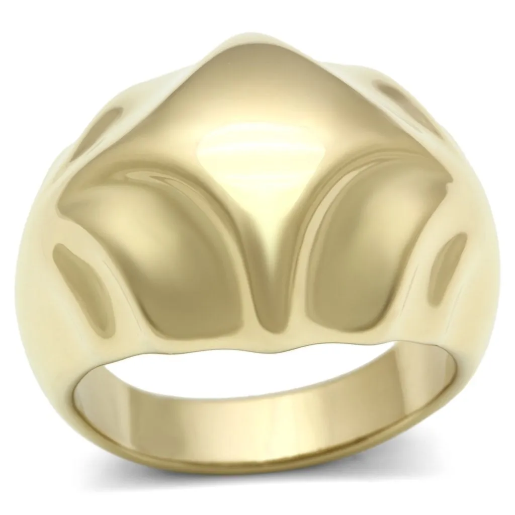 IP Gold(Ion Plating) Brass Ring with No Stone for Women Style GL327