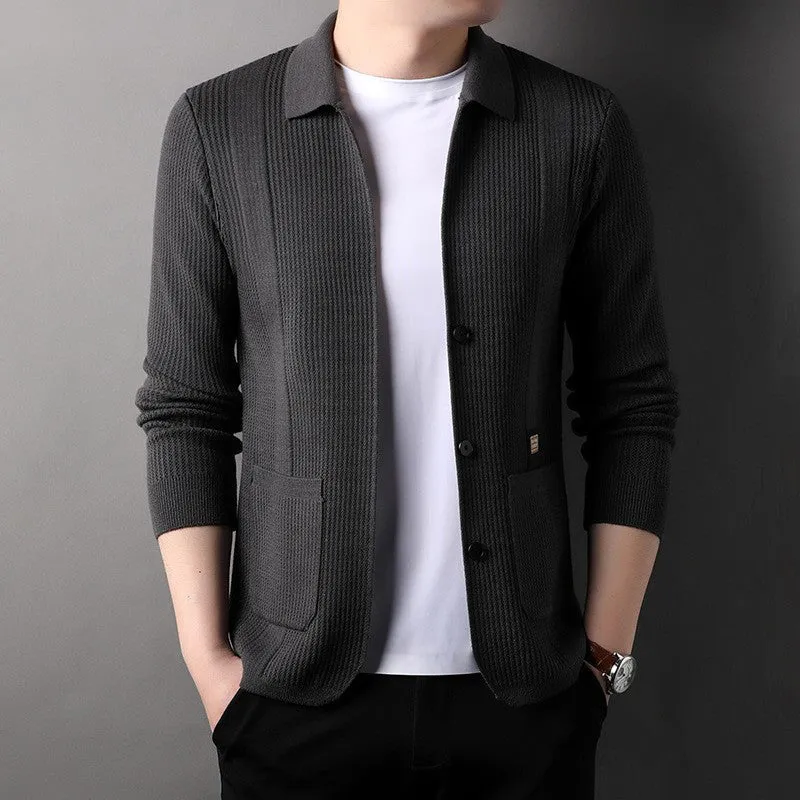Jeri™ - Men's Lapel Knitted Long Sleeve Coat