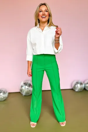 Kelly Green High Waisted Flared Pants *FINAL SALE*