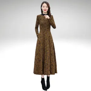 Melanie – Women's Winter Fleece-Lined Warm Over-Knee Long Dress