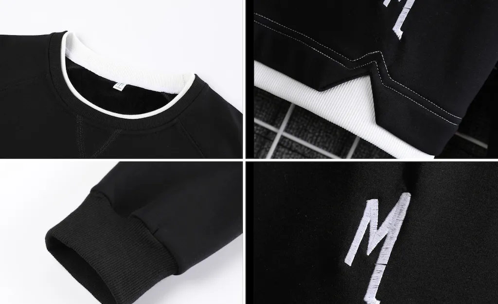 Mens Layered Look Sweatshirt with Elbow Prints