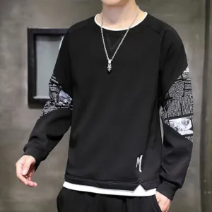 Mens Layered Look Sweatshirt with Elbow Prints