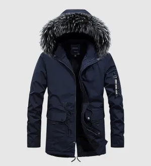 Men's Winter Cotton Hooded Padded Long Parka