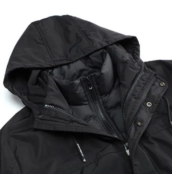 Men's Winter Warm Windproof Parka With Detachable Liner | Men's Two-Way-Wear Coat