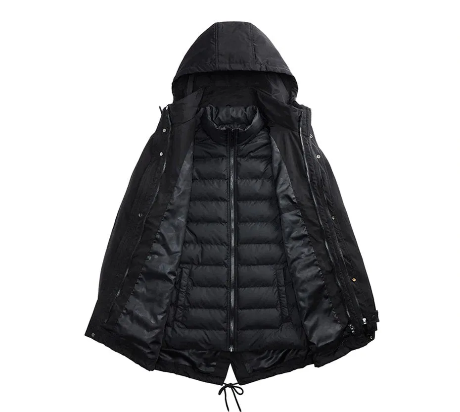 Men's Winter Warm Windproof Parka With Detachable Liner | Men's Two-Way-Wear Coat
