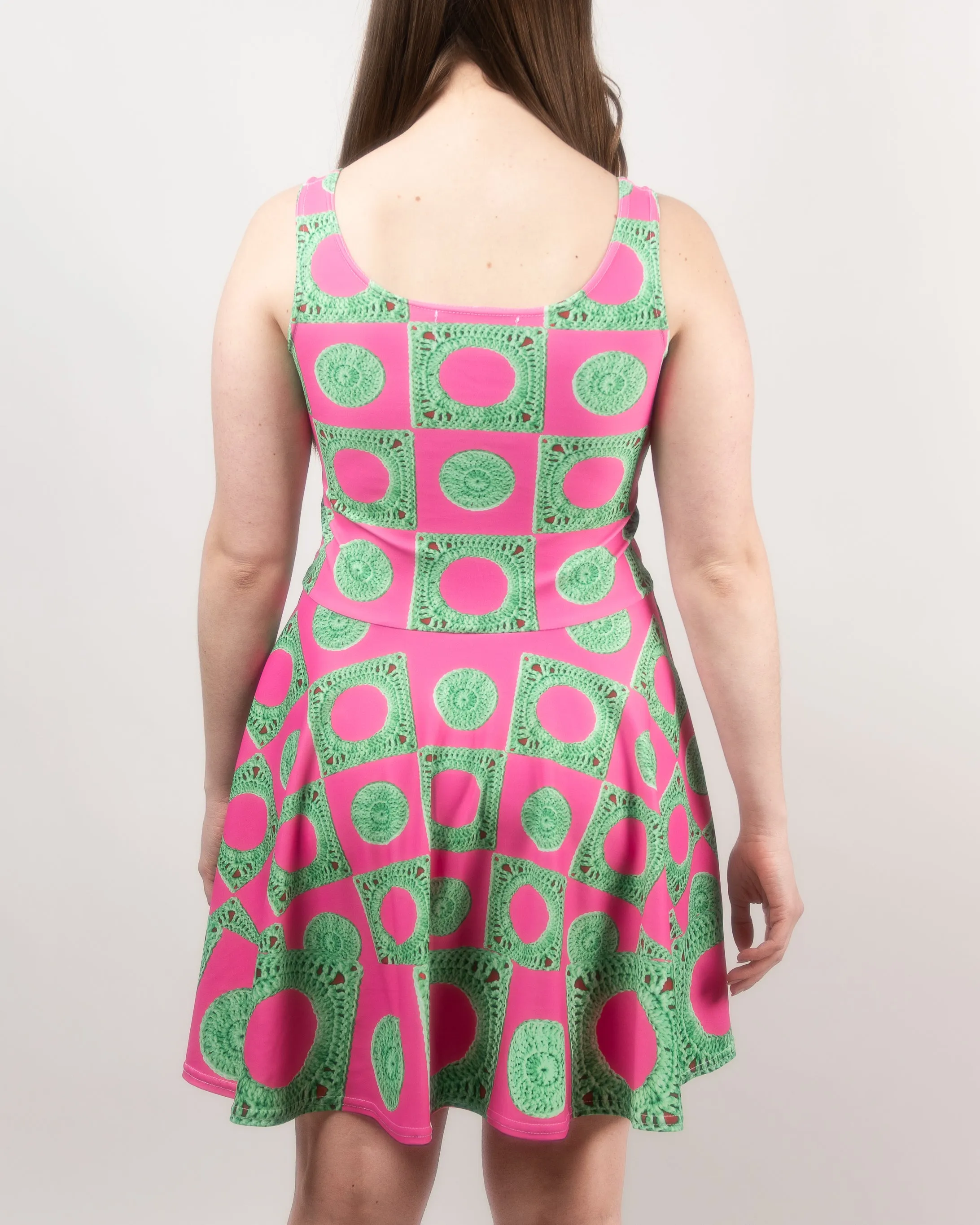 'Negative Space' Crochet Print Skater Dress