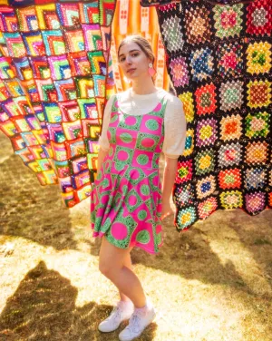 'Negative Space' Crochet Print Skater Dress