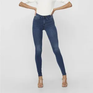 ONLY Onlroyal High Waisted Skinny Fit Jeans Leg 30 in Dark Blue Denim