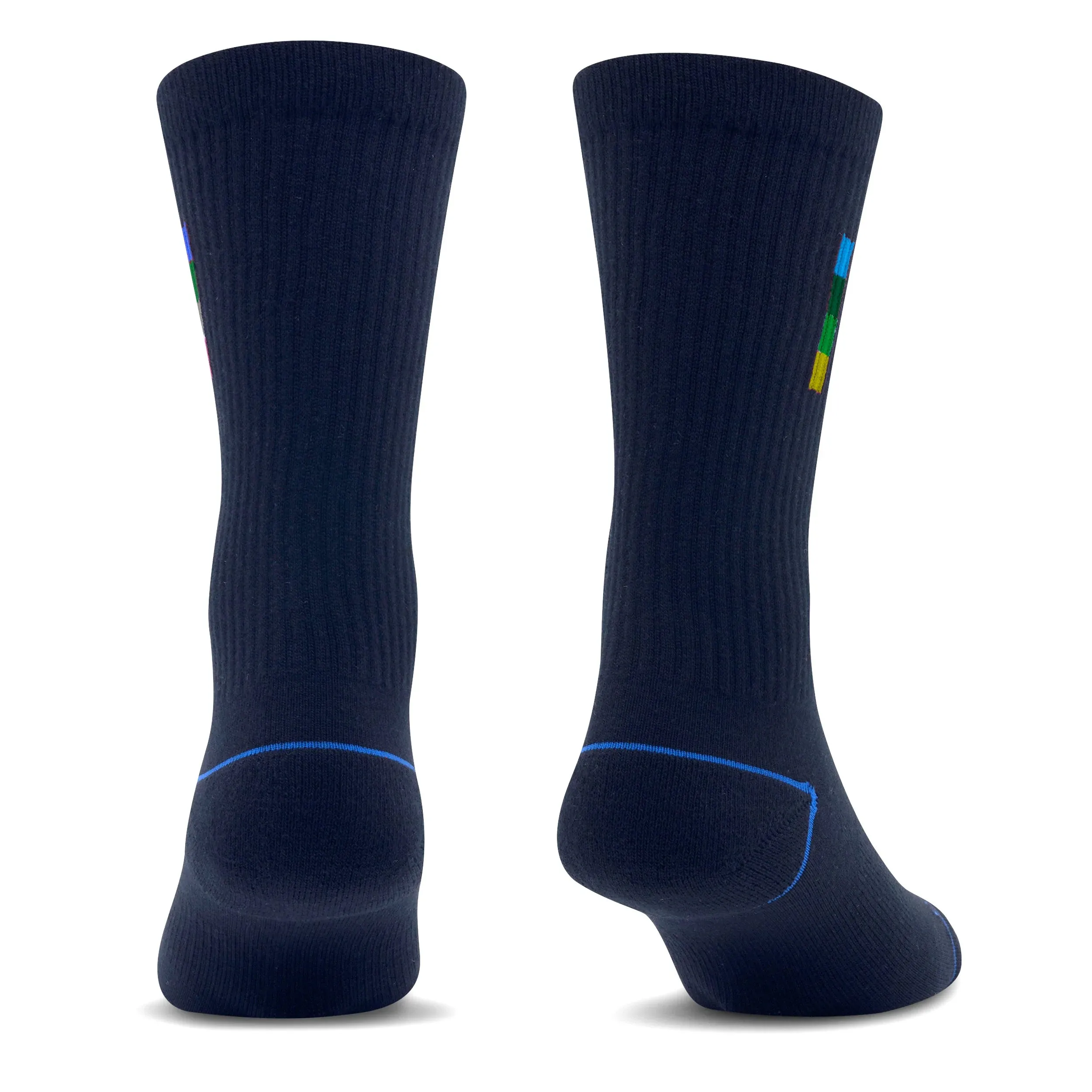 Premium Crew Socks Dashed Clock Navy