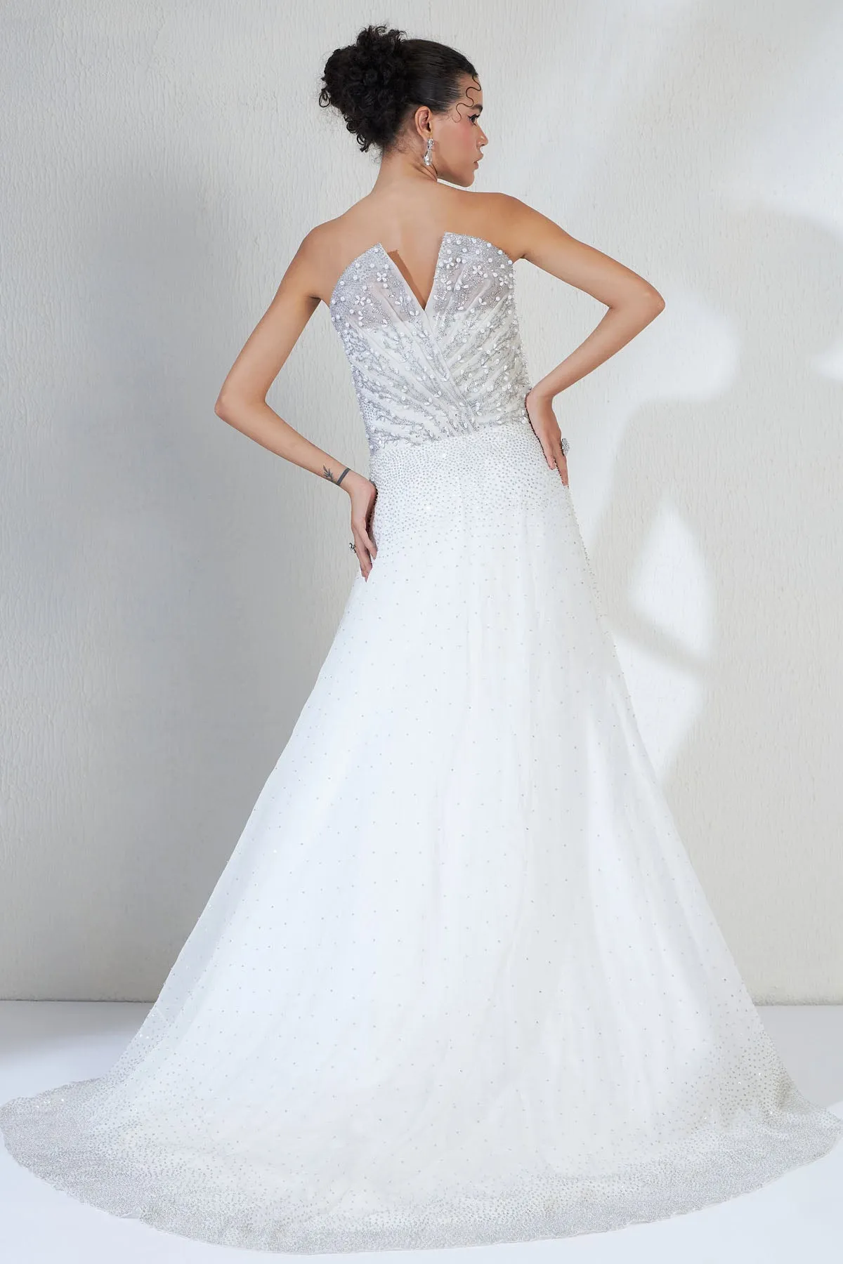 Rhinestones Layered Corset Gown