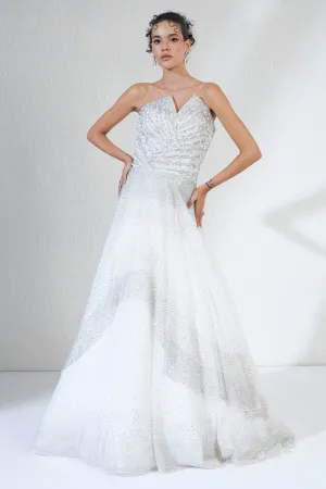 Rhinestones Layered Corset Gown