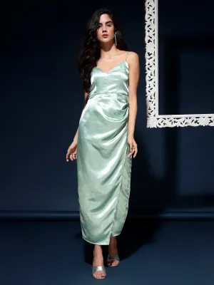 Seafoam Satin Maxi Sleeveless Bodycon
