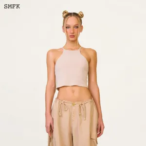 Temple Traditional Plain Knitted Sling Vest Top Linen