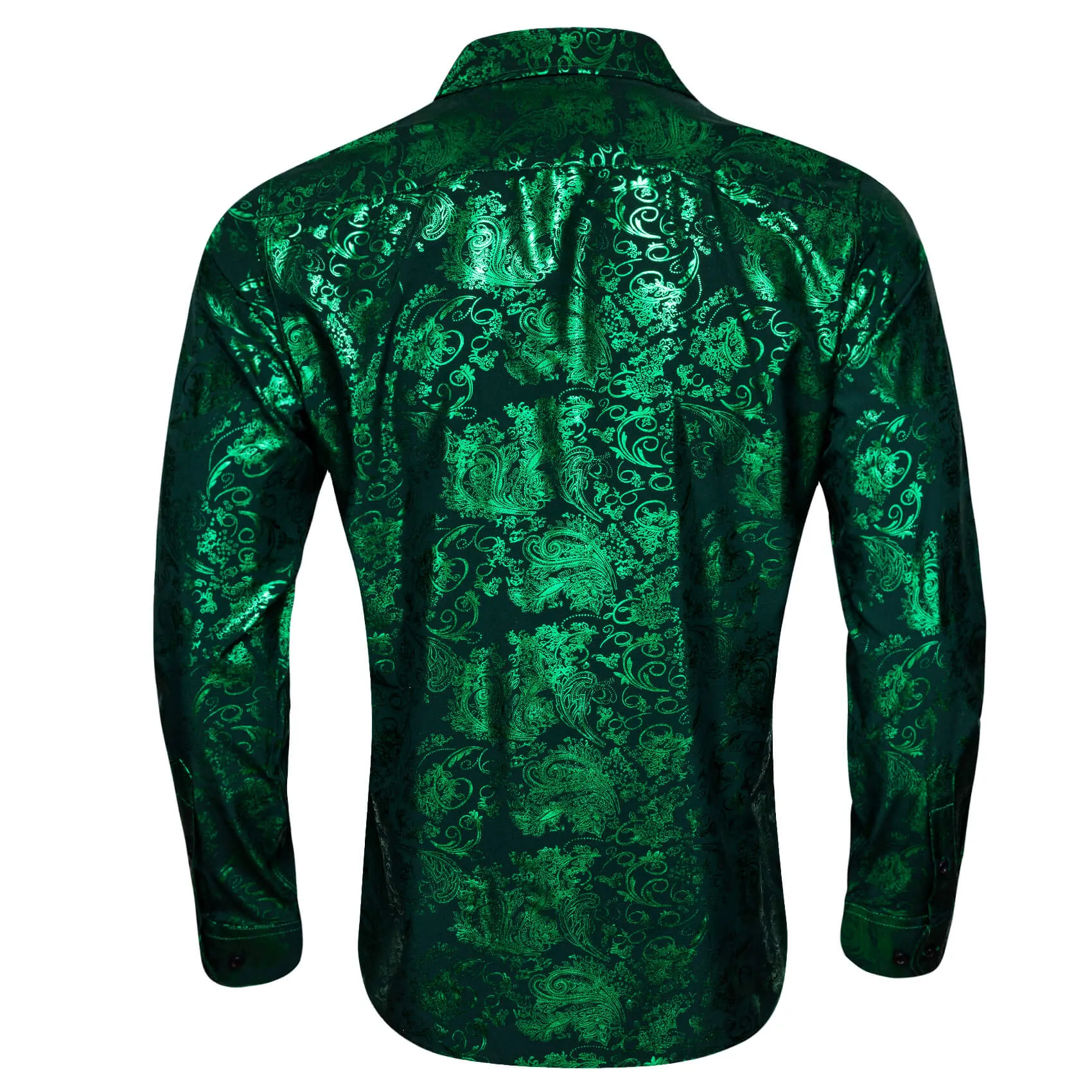 Ties2you Men's Shirt Silk Emerald Green Bronzing Floral Jacquard Shirt