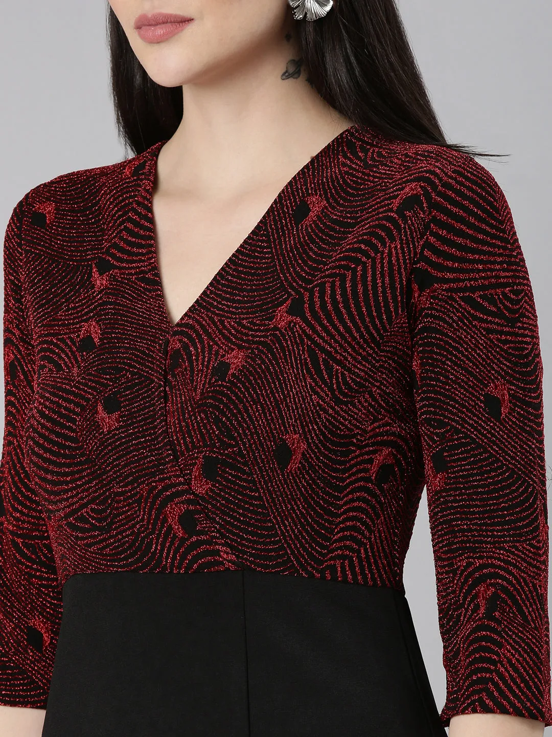 Women Red Solid Bodycon Dress