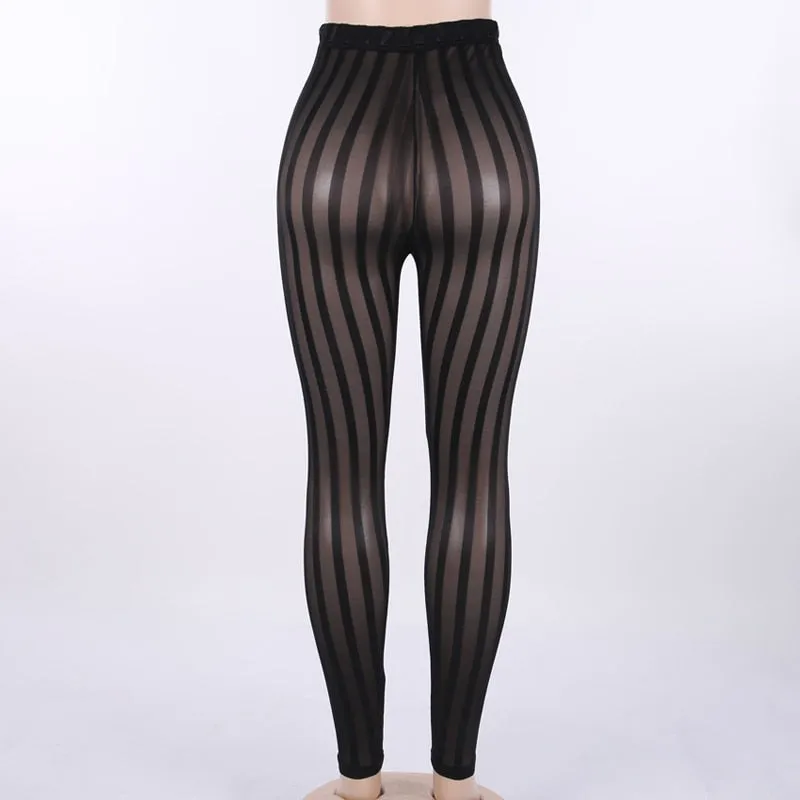Women's Summer Mesh Striped Elastic Joggers