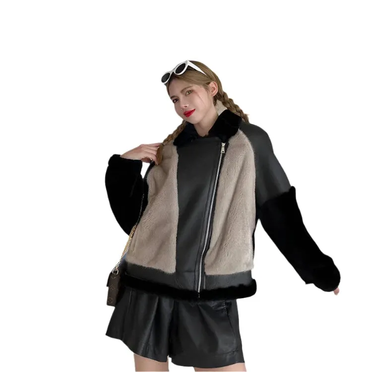 Women's Winter Luxury Mink Fur Coat - Genuine Leather Jacket with Natural Merino Sheep Fur, Thick Warm Outerwear