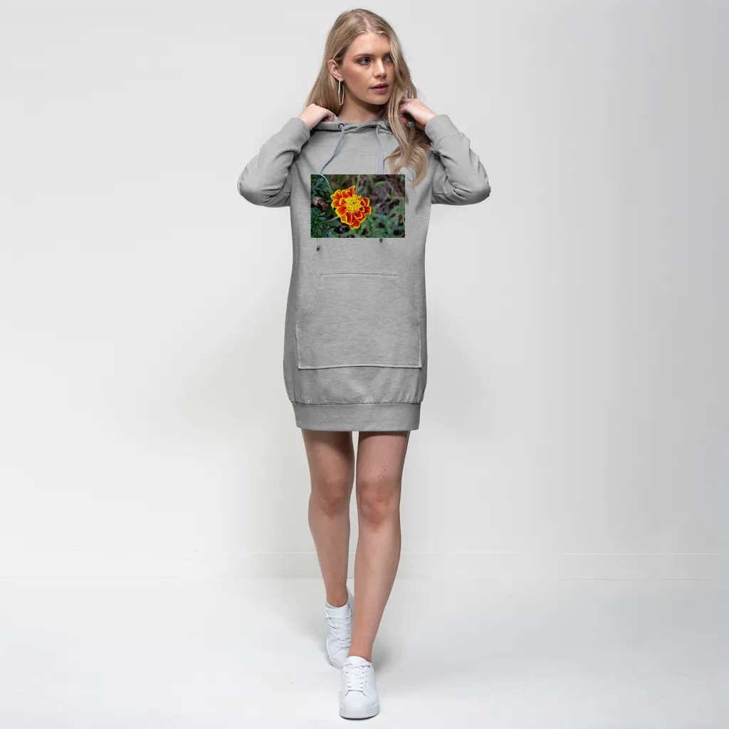 Yellow Red Flower Premium Adult Hoodie Dress